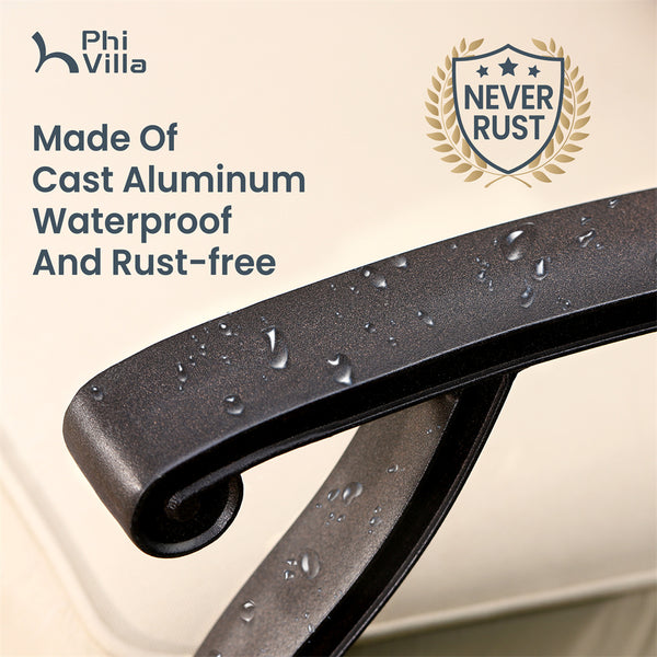 7-Pcs Patio Dining Set of Cast Aluminum Chairs and Rectangle Table-Phi Villa