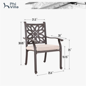 PHI VILLA Cast Aluminum Patio Dining Chairs