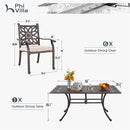 7-Pcs Patio Dining Set of Cast Aluminum Chairs and Rectangle Table-Phi Villa