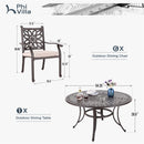 7-Pcs Patio Dining Set of Cast Aluminum Chairs and Round Table-Phi Villa