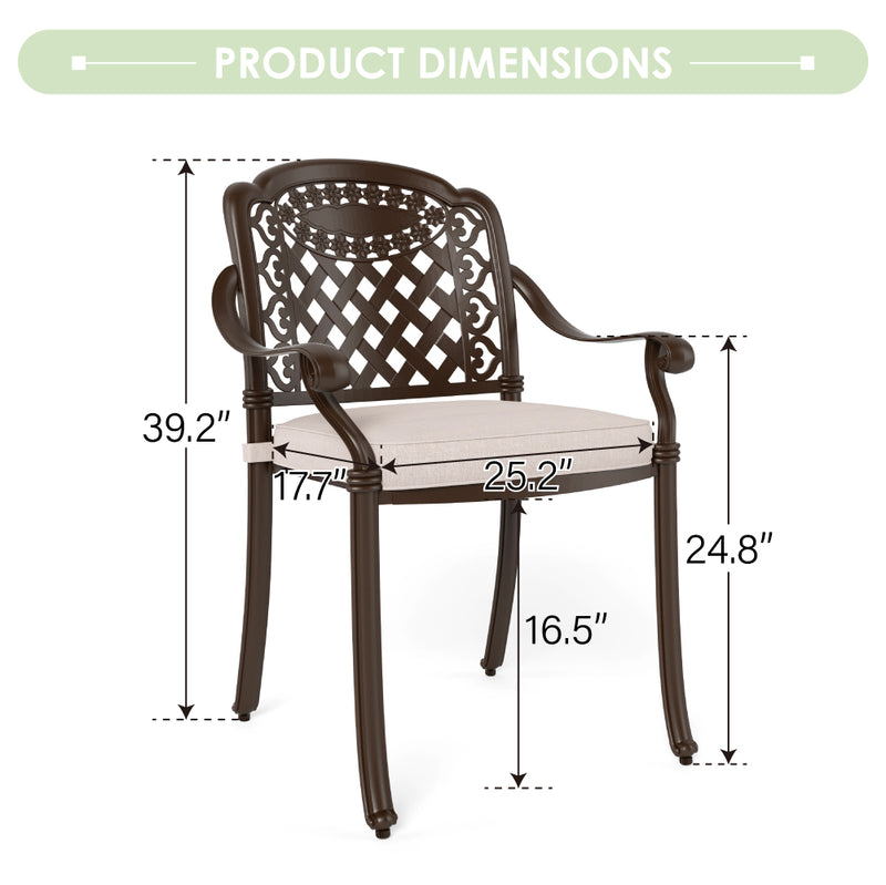 PHI VILLA 7-Piece Patio Elegant Steel Dining Set  with Rectangle/Round Table & Fixed Chairs