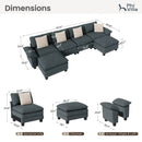 Chenille Living Room Sofa Couch Cloud-like Modular Sectional with Ottoman