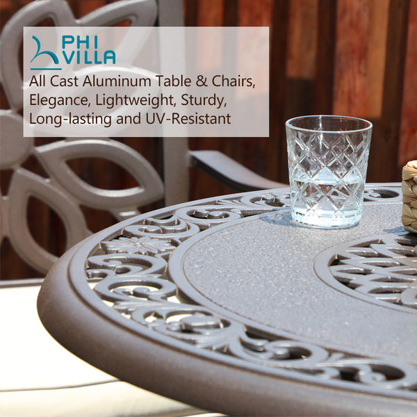 PHI VILLA Cast Aluminum Outdoor Pub Height Bar Table