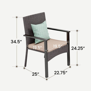 PHI VILLA Patio Wicker Rattan Haiti Chair Set of 2