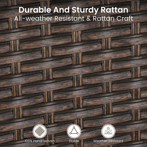 PHI VILLA Patio Wicker Rattan Haiti Chair Set of 2