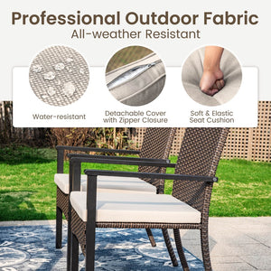 PHI VILLA Patio Wicker Rattan Haiti Chair Set of 2