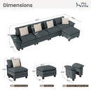 Chenille Living Room Sofa Couch Cloud-like Modular Sectional with Ottoman