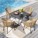 Catalina 4-Seater Dining Set Contemporary Rope Chairs & Sleek Bauhaus Table