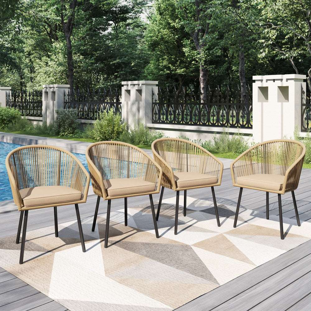 Catalina Contemporary Rattan Rope Outdoor Dining Chairs