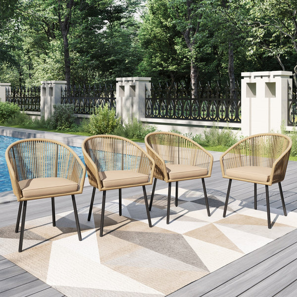 Catalina Contemporary Rattan Rope Outdoor Dining Chairs