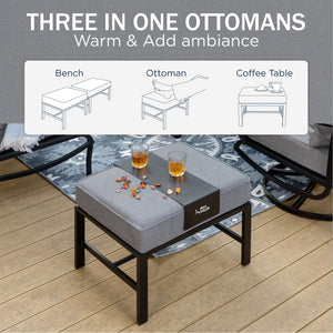 7-Seater Patio Metal Stable Wave Sofa with Ottomans