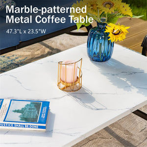 5-Seater Patio Metal Wave Sofa Sets With Coffee Table
