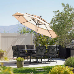 10ft 3 Tier Auto-tilt Patio Umbrella Outdoor Double Vented Umbrella