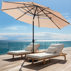 10ft 3 Tier Auto-tilt Patio Umbrella Outdoor Double Vented Umbrella