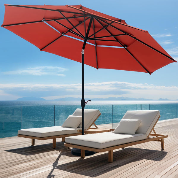 PHI VILLA 10ft 3 Tier Auto-tilt Outdoor Double Vented Patio Umbrella PHI VILLA 10ft 3 Tier Auto-tilt Outdoor Double Vented Patio Umbrella