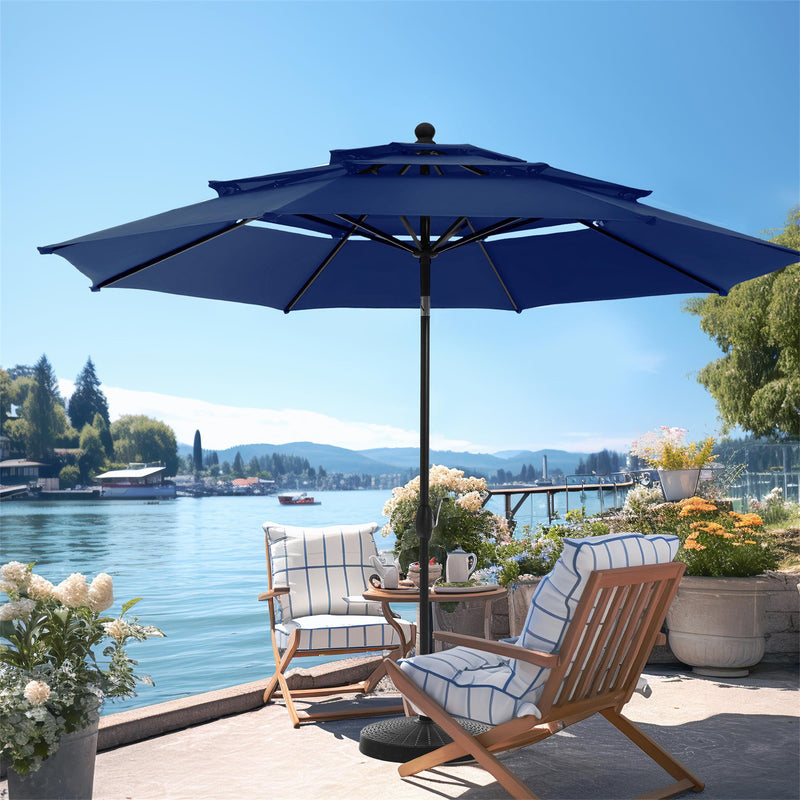 PHI VILLA 10ft 3 Tier Auto-tilt Patio Umbrella Outdoor Double Vented Umbrella