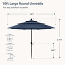 PHI VILLA 10ft 3 Tier Auto-tilt Patio Umbrella Outdoor Double Vented Umbrella