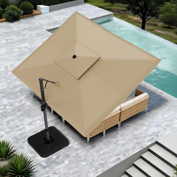 10ft Square Patio Automatic Hydraulic Cantilever Umbrella with Air Vent