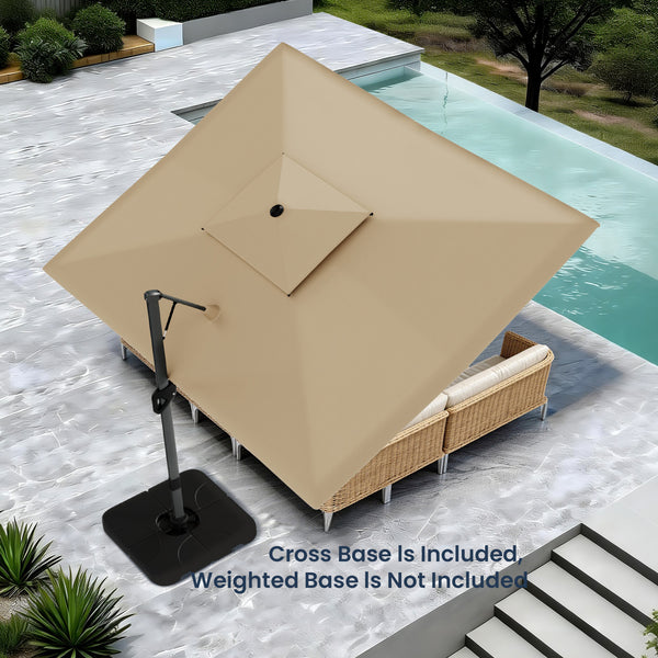 10ft Square Patio Automatic Hydraulic Cantilever Umbrella with Air Vent