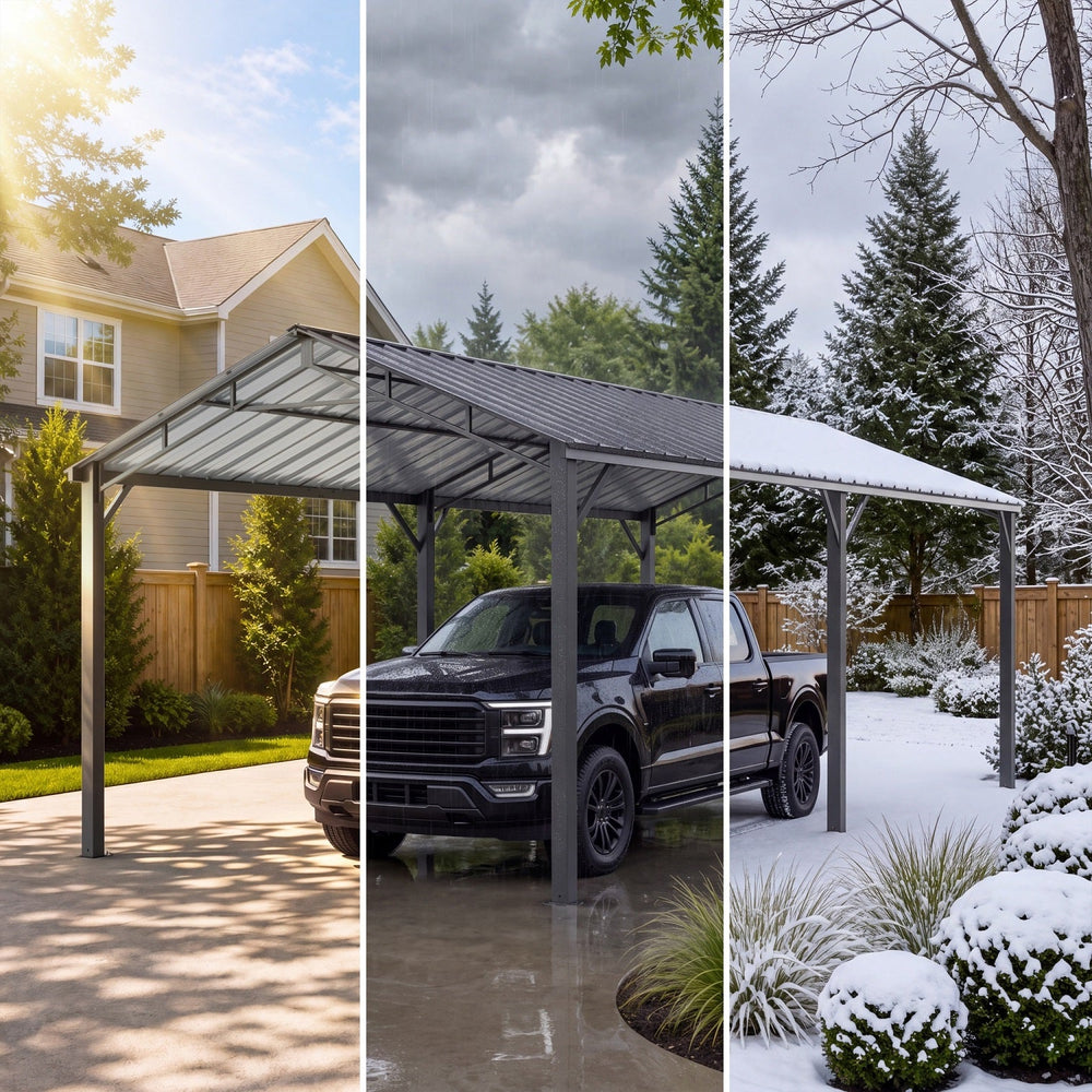 10x20ft Metal Carport Canopy with Galvanized Gable Roof