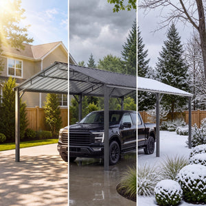 10x20ft Metal Carport Canopy with Galvanized Gable Roof