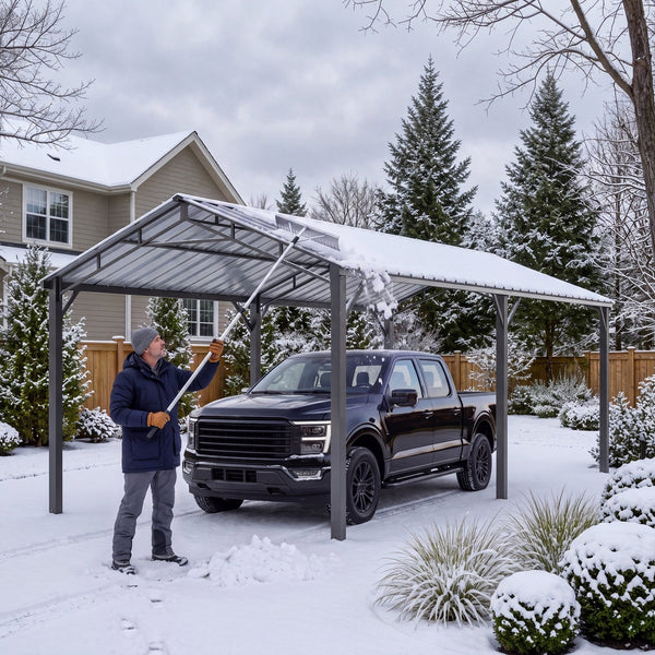 10x20ft Metal Carport Canopy with Galvanized Gable Roof