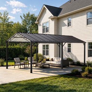 10x20ft Metal Carport Canopy with Galvanized Gable Roof