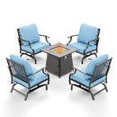 Phi Villa 4-Seater Outdoor Steel Conversation Sofa Set With Fire Pit Table