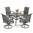 5-Piece Patio Dining Set with Upgraded Padded Swivel Chairs for Deck, Porch PHI VILLA