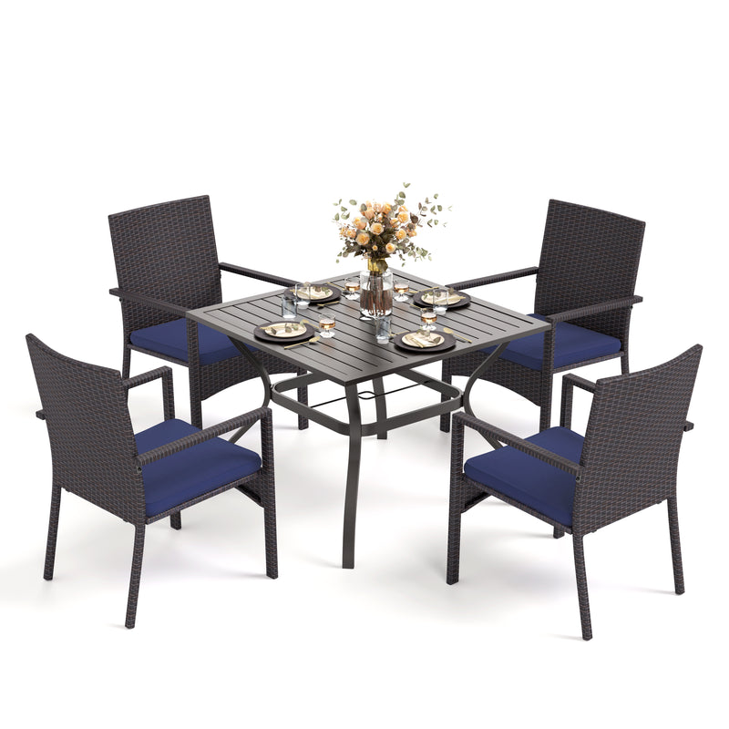 5-Piece Outdoor Dining Set with Rattan Hati Chair for Garden, Backyard PHI VILLA