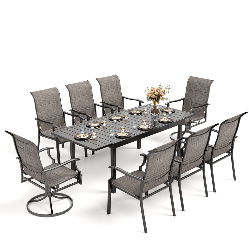 7/9-Piece Patio Dining Set with Extendable Table & Upgraded Padded Swivel Chairs PHI VILLA