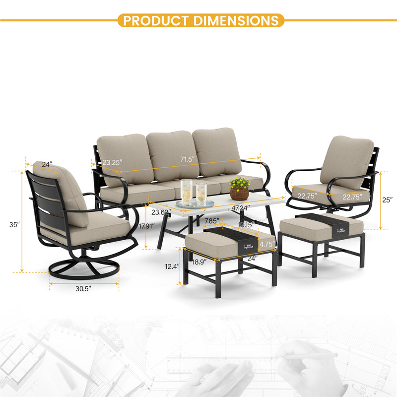 Phi Villa 15-Person Outdoor Patio Furniture Combination Set with Sofa Set, Textilene Dining Set, and Umbrella