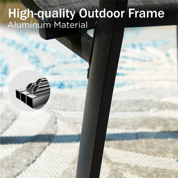 PHI VILLA Outdoor Aluminum Stackable Textilene  Sling Chairs