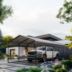 Multi-Sized 1 Car Metal Carport with Sides