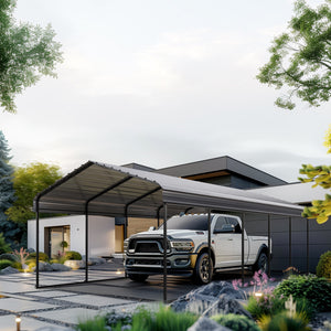 Multi-Sized 1 Car Metal Carport with Sides