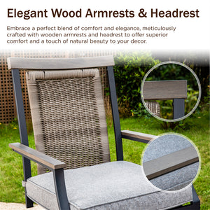 7-Pcs Bar Stool Set with Rattan Swivel Stools for Backyard-Phi Villa