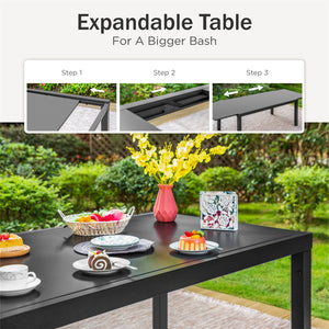 9-Piece Patio Dining Set Flat Expandable Table and Textilene Chairs for Deck Phi Villa