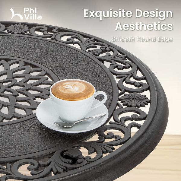 PHI VILLA Cast Aluminum Outdoor Pub Height Bar Table