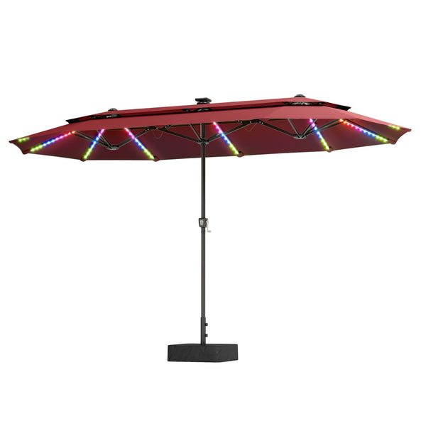 13ft 2 Tier Double-Sided Patio Vented Umbrella with Base