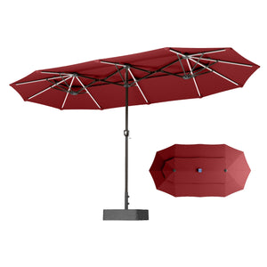 13ft 2 Tier Double-Sided Patio Vented Umbrella with Base