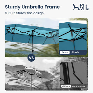 13ft 2 Tier Double-Sided Patio Vented Umbrella with Base
