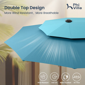 13ft 2 Tier Double-Sided Patio Vented Umbrella with Base