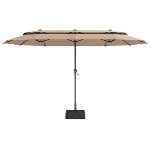 13ft 2 Tier Double-Sided Patio Vented Umbrella with Base