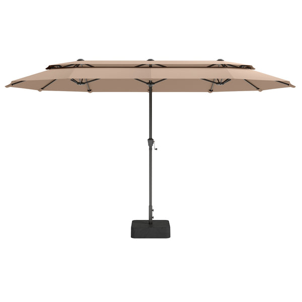 13ft 2 Tier Double-Sided Patio Vented Umbrella with Base