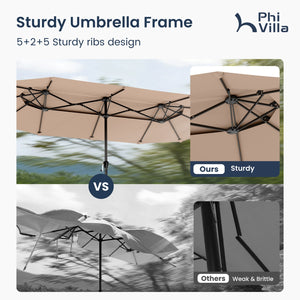 13ft 2 Tier Double-Sided Patio Vented Umbrella with Base