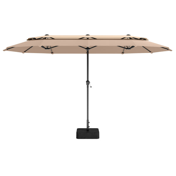 13ft 2 Tier Double-Sided Patio Vented Umbrella with Base