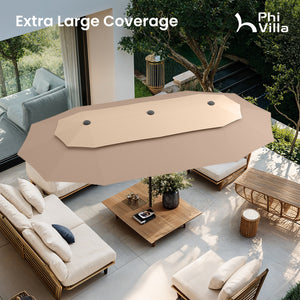 13ft 2 Tier Double-Sided Patio Vented Umbrella with Base