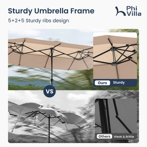 13ft 2 Tier Double-Sided Patio Vented Umbrella with Base