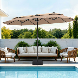 13ft 2 Tier Double-Sided Patio Vented Umbrella with Base