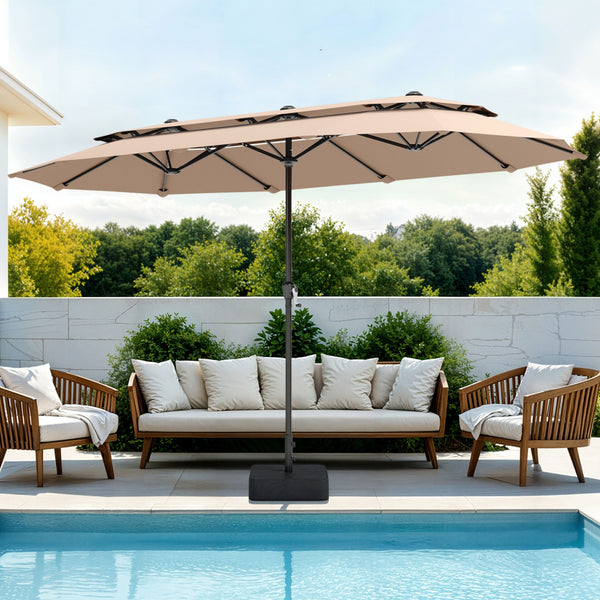 13ft 2 Tier Double-Sided Patio Vented Umbrella with Base 13ft 2 Tier Double-Sided Patio Vented Umbrella with Base